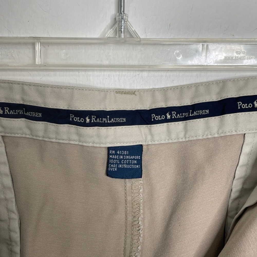 Polo Ralph Lauren Mens Khaki Pleated Chino Shorts Tan Cotton Size 36 RN41381 - Picture 4 of 6